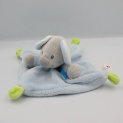 Doudou plat souris grise bleu vert NICOTOY