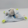 Doudou plat souris grise bleu vert NICOTOY