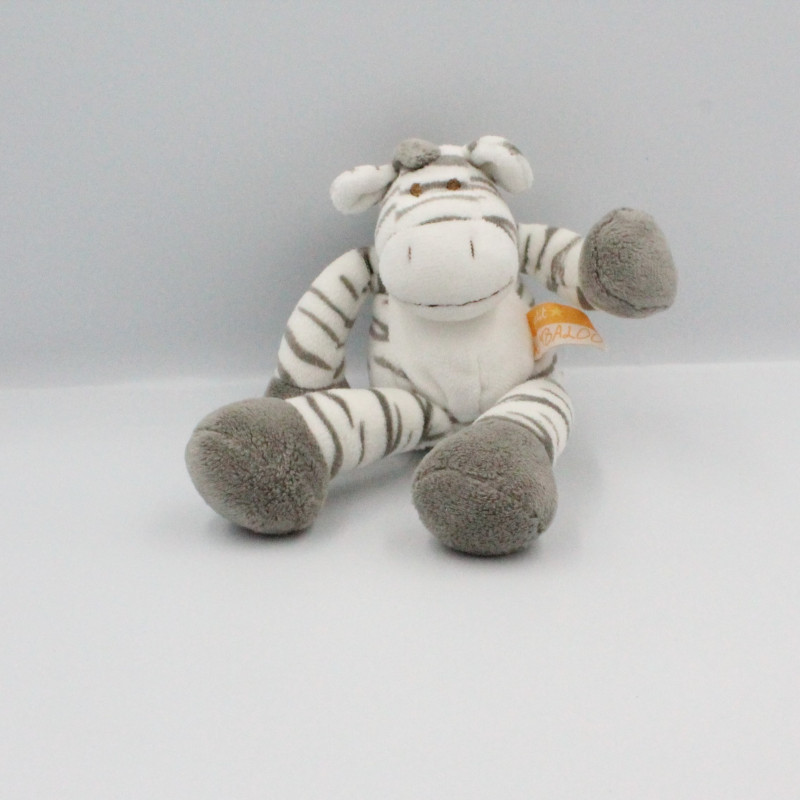 Doudou zèbre blanc gris KIMBALOO