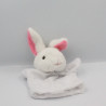 Doudou marionnette lapin blanc rose