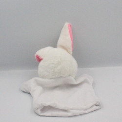 Doudou marionnette lapin blanc rose