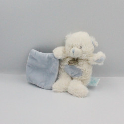 Doudou ours blanc bleu mouchoir bleu BABY NAT