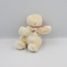 Doudou chat ours beige blanc rose fleur BENGY 20 cm