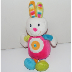 Doudou plat lapin rose vert bleu BABYSUN