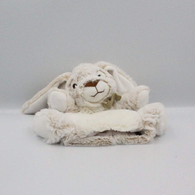 Doudou marionnette lapin beige blanc HISTOIRE D'OURS