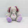 Doudou éléphant gris rose mauve Arthur et Lola BEBISOL