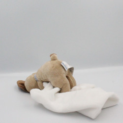 Doudou chien beige marron mouchoir JACADI