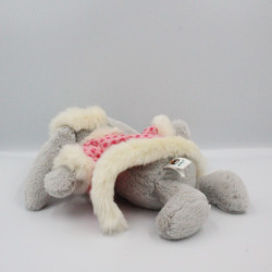 Doudou lapin gris manteau rose JELLYCAT