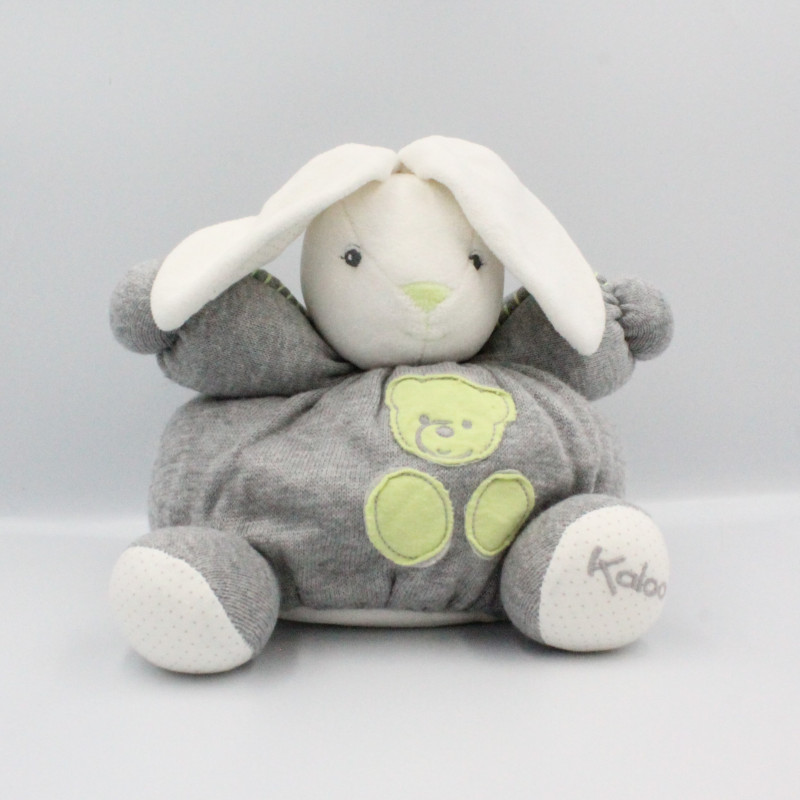 Doudou lapin blanc gris vert pois Zen KALOO