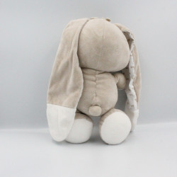 Doudou lapin beige blanc noeuds AUCHAN BABY