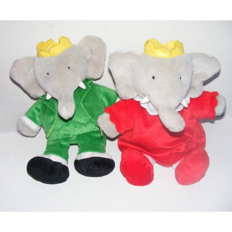 Peluche Eléphant Babar et Céleste intéractif LANSAY 