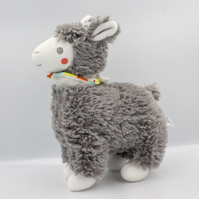 Doudou peluche lama gris foulard NICOTOY