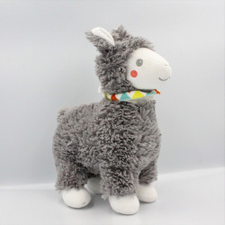 Doudou peluche lama gris foulard NICOTOY