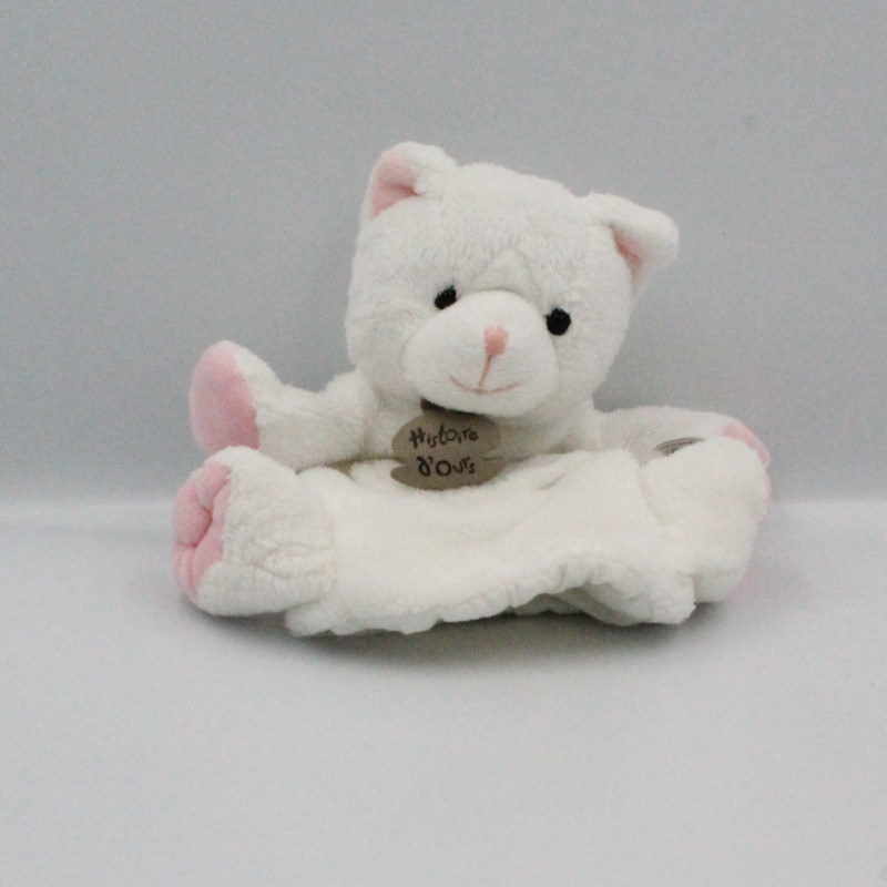 Doudou marionnette chat blanc HISTOIRE D'OURS