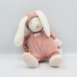 Doudou musical lapin blanc rose Myrtille et Capucine MOULIN ROTY