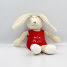 Doudou lapin beige rouge mon petit doudou TAPE A L'OEIL