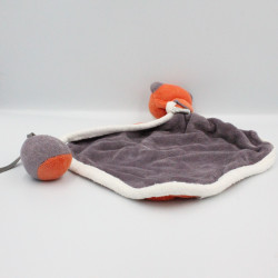 Doudou plat ours chat orange violet NATURE ET DECOUVERTE