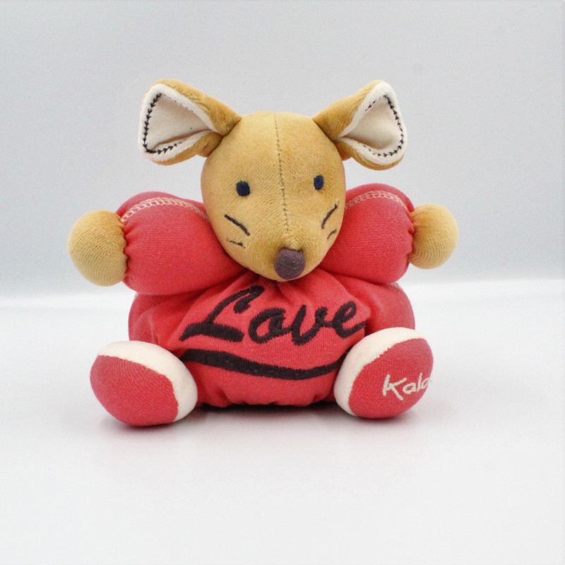 Doudou souris beige rouge love KALOO
