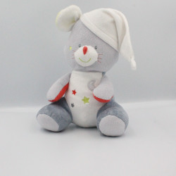 Doudou souris bleu vert rouge blanc lune étoiles SUCRE D'ORGE
