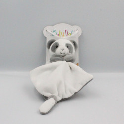 Doudou panda gris blanc mouchoir BABY NAT