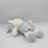 Doudou ours blanc beige bleu pois oiseau MOTS D'ENFANTS