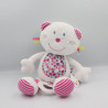 Doudou musical ours blanc rose bleu P'TIT BISOU AUBERT