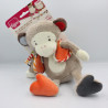 Doudou singe beige orange rouge bleu TIGEX