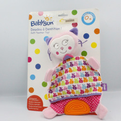 Doudou plat chat rose violet orange pommes BABYSUN