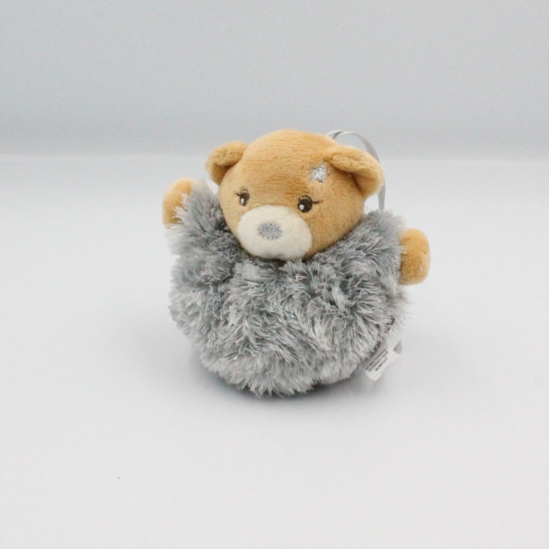 Mini Doudou ours boule gris fourrure Fur KALOO