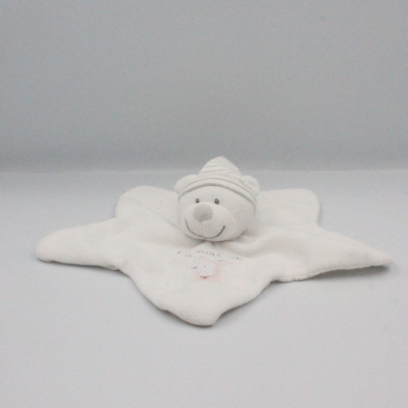 Doudou plat étoile ours blanc les petits pois du poulailler NICOTOY