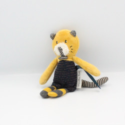 Petit Doudou chat bleu jaune Les Moustaches MOULIN ROTY