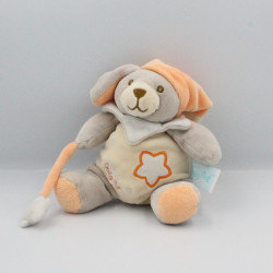 Doudou luminescent lapin chien gris orange étoile BABY NAT