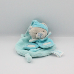 Doudou plat luminescent ours gris bleu col pétale étoiles BABY NAT