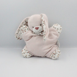 Doudou semi plat lapin rose fleurs BOUT'CHOU BOUTCHOU