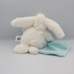 Doudou lapin blanc bleu avec mouchoir BABY NAT