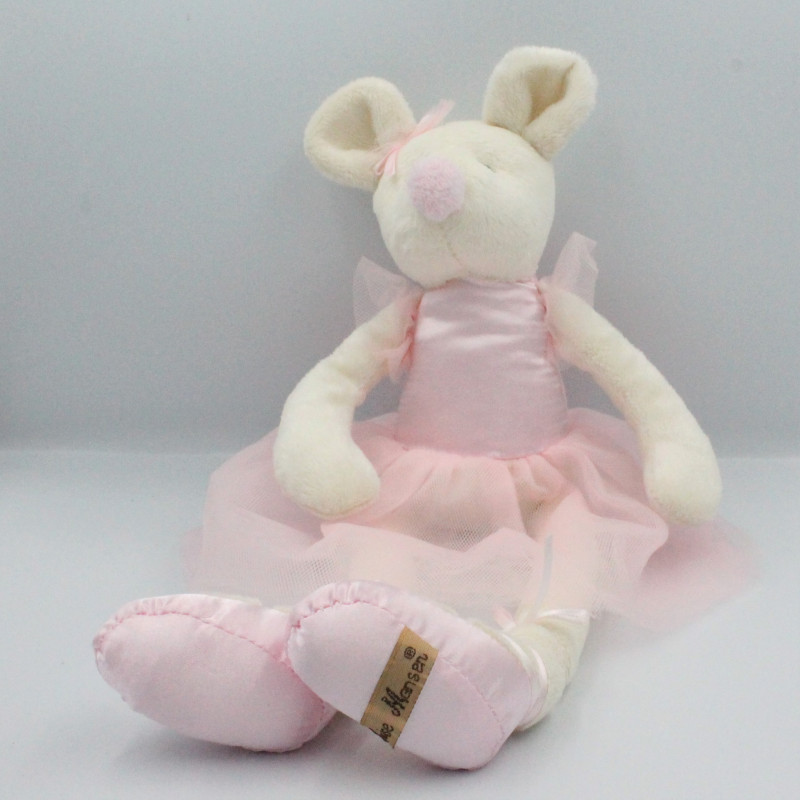 Doudou peluche souris blanche rose tutu ballerine LOUISE MANSEN