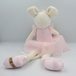 Doudou peluche souris blanche rose tutu ballerine LOUISE MANSEN