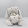Doudou musical lapin beige marron blanc coussin TEX BABY