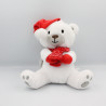 Doudou Ours blanc gris rouge SERGENT MAJOR