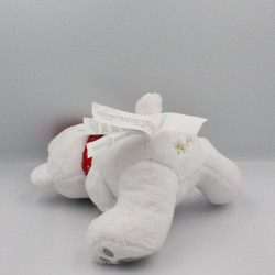 Doudou Ours blanc gris rouge SERGENT MAJOR