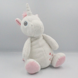 Doudou musical licorne blanche rose étoiles TEX