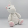 Doudou musical licorne blanche rose étoiles TEX