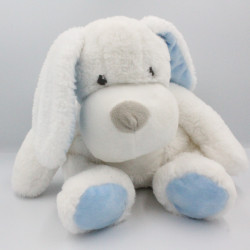 Doudou peluche chien blanc bleu MES PETITS CAILLOUX