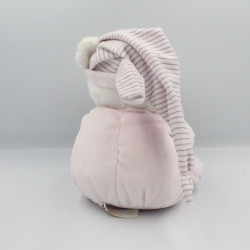 Doudou veilleuse ours rose blanc rayé MAX ET SAX