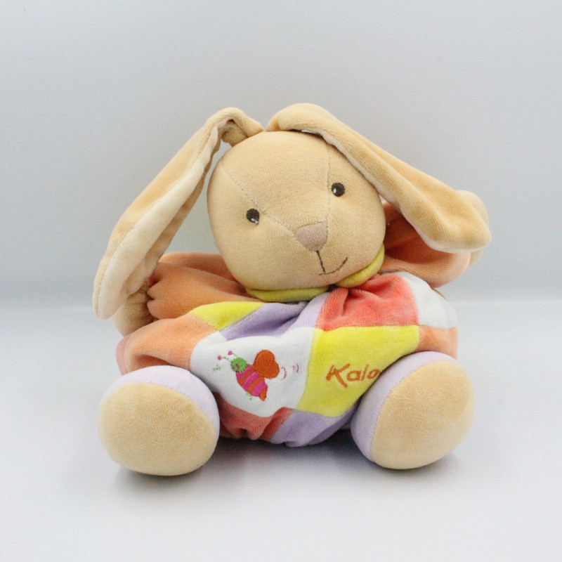 Doudou lapin patapouf orange patchwork abeille Kaloo