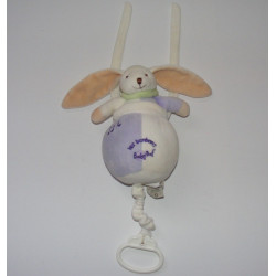 Doudou plat blanc mauve lapin les bonbons BABY NAT