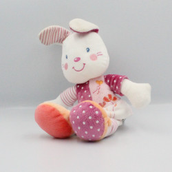 Doudou lapin blanc robe rose pois fleurs NICOTOY KIABI