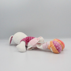 Doudou lapin blanc robe rose pois fleurs NICOTOY KIABI