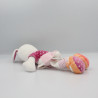 Doudou lapin blanc robe rose pois fleurs NICOTOY KIABI