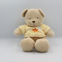 Doudou ours beige tee shirt jaune fleur TEX